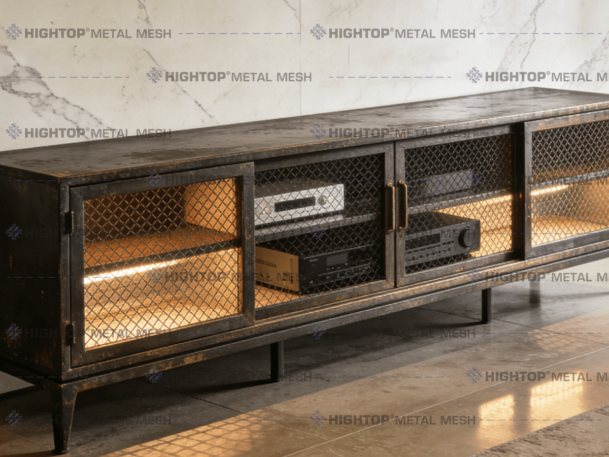 Crimped wire mesh for TV cabinets